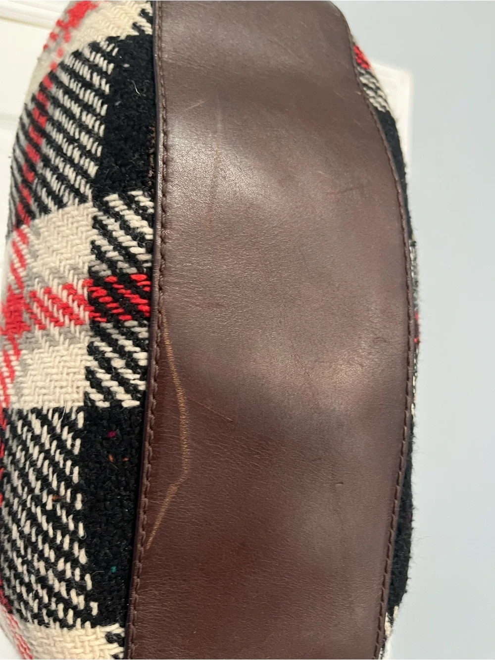 Kate Spade NY Storybook Lining Ruby Park Shon Hobo Bag Plaid Wool Red